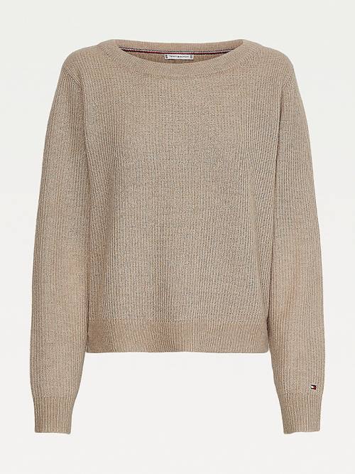 Tommy Hilfiger Alpaca Wool Brede Neck Relaxed Jumper Truien Dames Beige | TH035UZE