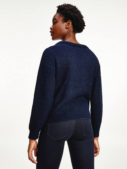 Tommy Hilfiger Alpaca Wool Brede Neck Relaxed Jumper Truien Dames Blauw | TH461RLO