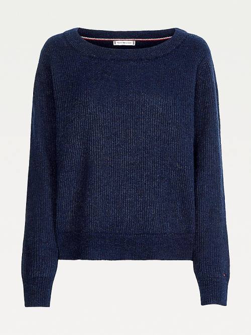 Tommy Hilfiger Alpaca Wool Brede Neck Relaxed Jumper Truien Dames Blauw | TH461RLO