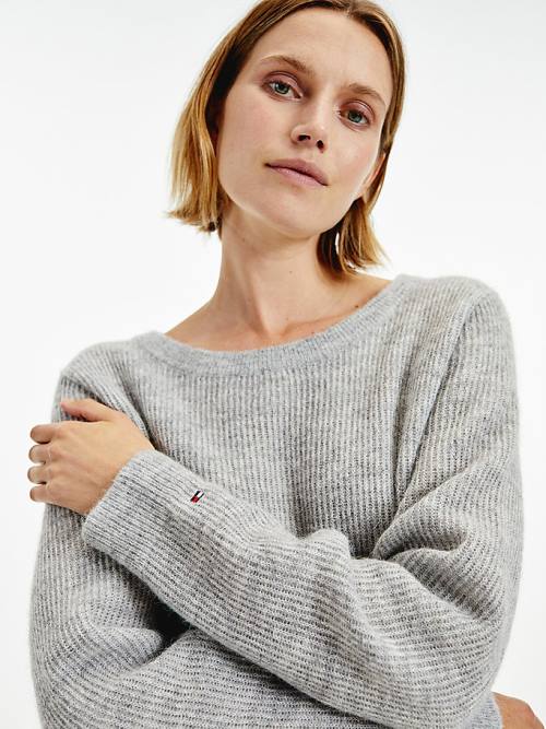 Tommy Hilfiger Alpaca Wool Brede Neck Relaxed Jumper Truien Dames Grijs | TH586WBS