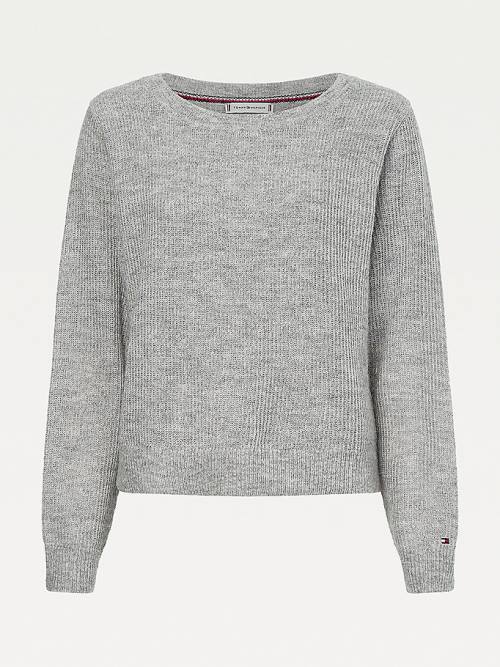 Tommy Hilfiger Alpaca Wool Brede Neck Relaxed Jumper Truien Dames Grijs | TH586WBS