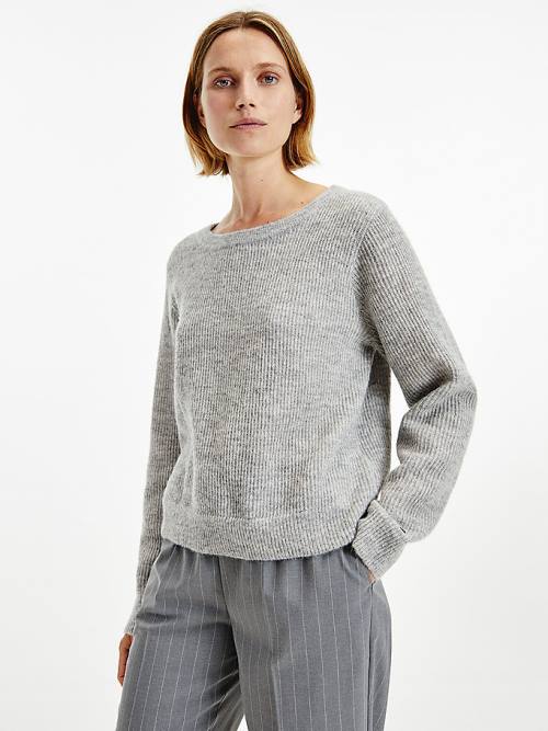 Tommy Hilfiger Alpaca Wool Brede Neck Relaxed Jumper Truien Dames Grijs | TH586WBS