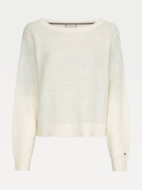 Tommy Hilfiger Alpaca Wool Brede Neck Relaxed Jumper Truien Dames Wit | TH905JVP