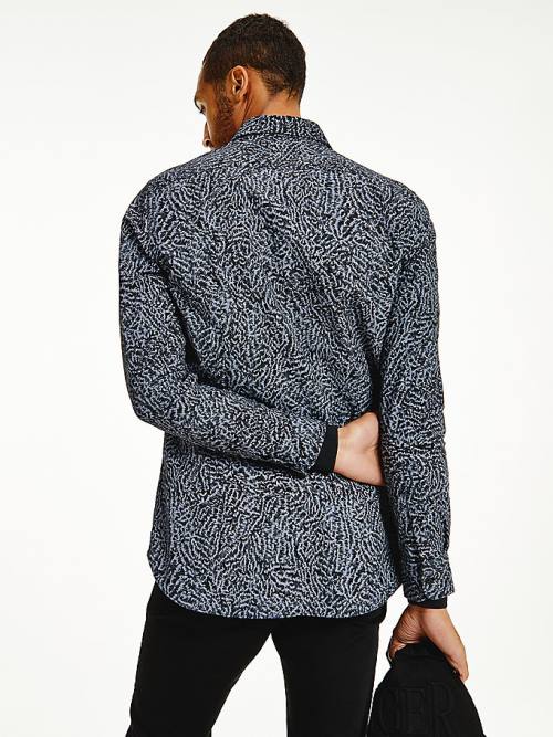 Tommy Hilfiger Animal Print Slim Fit Overhemd Heren Zwart | TH542NUO