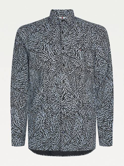 Tommy Hilfiger Animal Print Slim Fit Overhemd Heren Zwart | TH542NUO