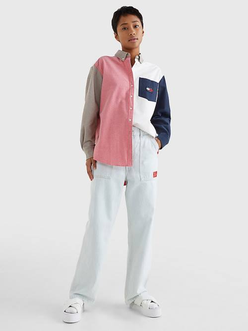 Tommy Hilfiger Archive Colour-Blocked Overshirt Overhemd Dames Blauw | TH462UDW