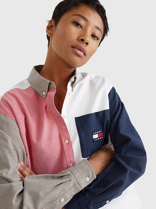 Tommy Hilfiger Archive Colour-Blocked Overshirt Overhemd Dames Blauw | TH462UDW