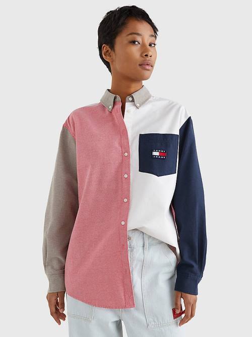 Tommy Hilfiger Archive Colour-Blocked Overshirt Overhemd Dames Blauw | TH462UDW