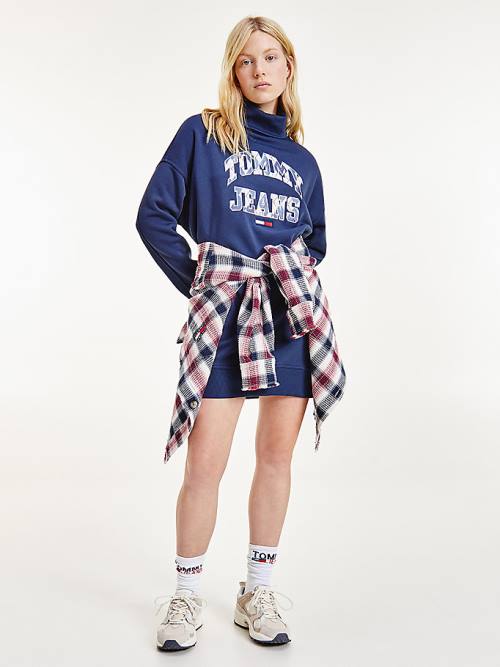 Tommy Hilfiger Argyle Logo Trui Jurken Dames Blauw | TH751OAD