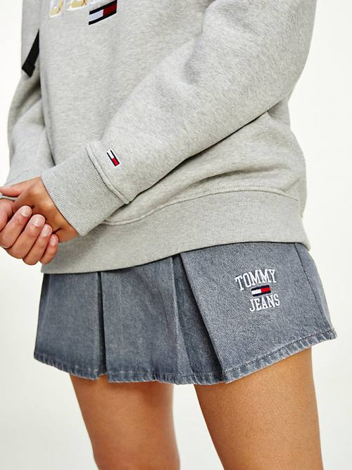 Tommy Hilfiger Argyle Oversized Fit Logo Hoodie Dames Grijs | TH692PTN