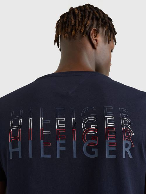 Tommy Hilfiger Back Logo T-shirts Heren Blauw | TH516DFG