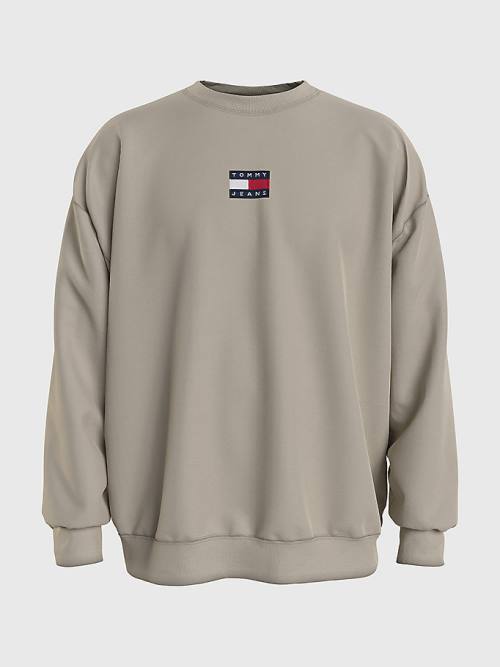 Tommy Hilfiger Badge Crew Neck Sweatshirts Heren Beige | TH234MZJ