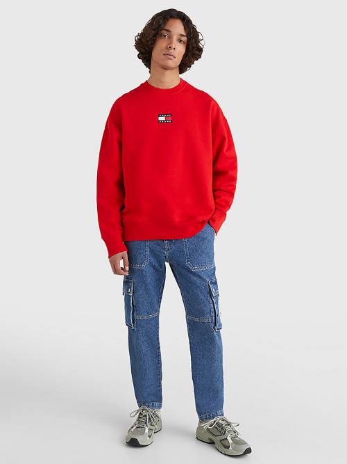 Tommy Hilfiger Badge Crew Neck Sweatshirts Heren Rood | TH270TVI