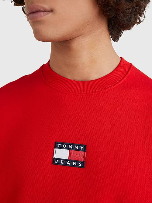 Tommy Hilfiger Badge Crew Neck Sweatshirts Heren Rood | TH270TVI