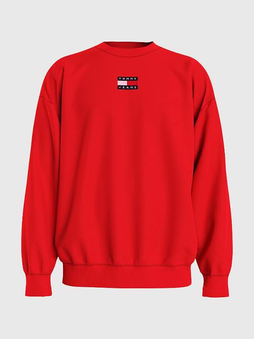 Tommy Hilfiger Badge Crew Neck Sweatshirts Heren Rood | TH270TVI