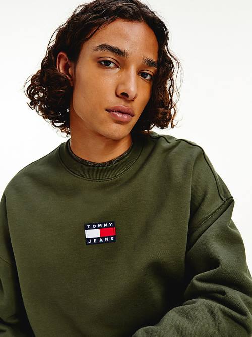 Tommy Hilfiger Badge Crew Neck Sweatshirts Heren Groen | TH426FKW