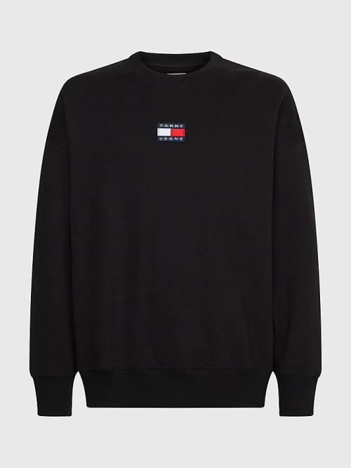 Tommy Hilfiger Badge Crew Neck Sweatshirts Heren Zwart | TH571ZIA