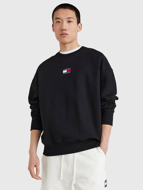 Tommy Hilfiger Badge Crew Neck Sweatshirts Heren Zwart | TH571ZIA