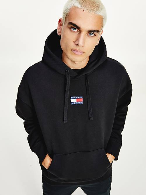 Tommy Hilfiger Badge Organic Katoenen Hoodie Heren Zwart | TH074JNQ