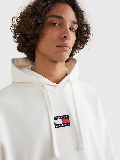 Tommy Hilfiger Badge Organic Katoenen Hoodie Heren Wit | TH234ITB