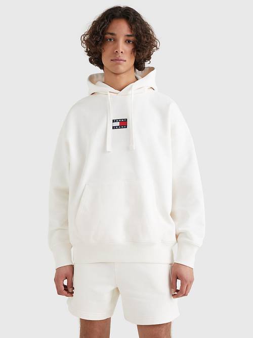 Tommy Hilfiger Badge Organic Katoenen Hoodie Heren Wit | TH234ITB