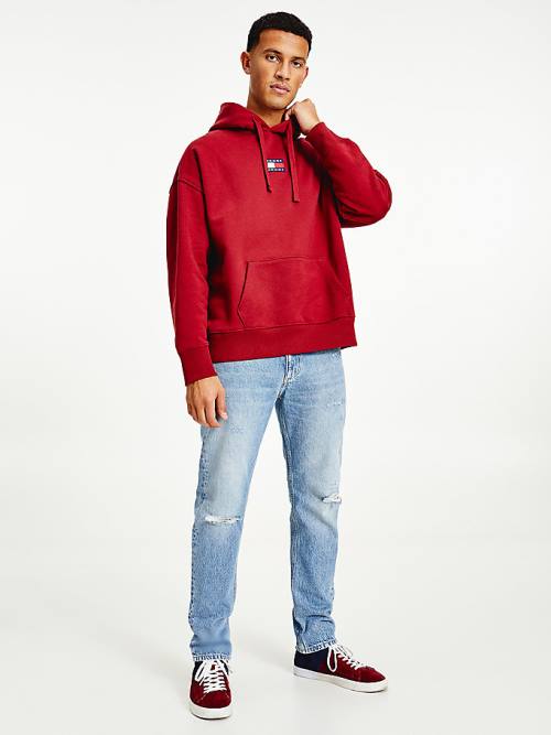 Tommy Hilfiger Badge Organic Katoenen Hoodie Heren Rood | TH821VPA