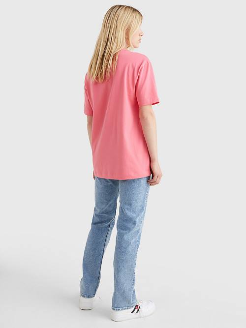 Tommy Hilfiger Badge Oversized Fit T-shirts Dames Roze | TH019AYX