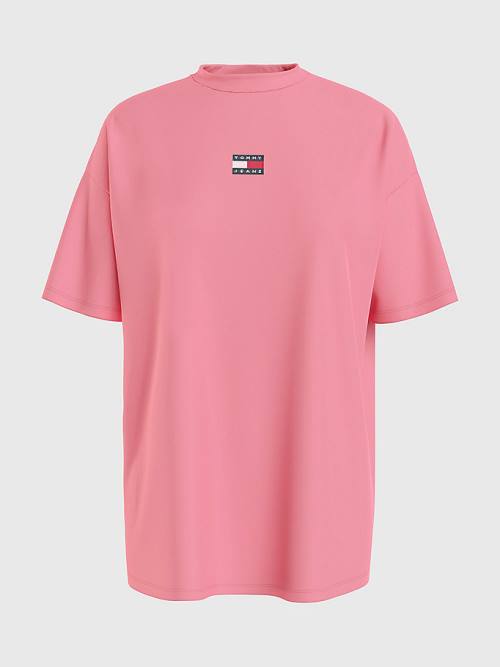 Tommy Hilfiger Badge Oversized Fit T-shirts Dames Roze | TH019AYX