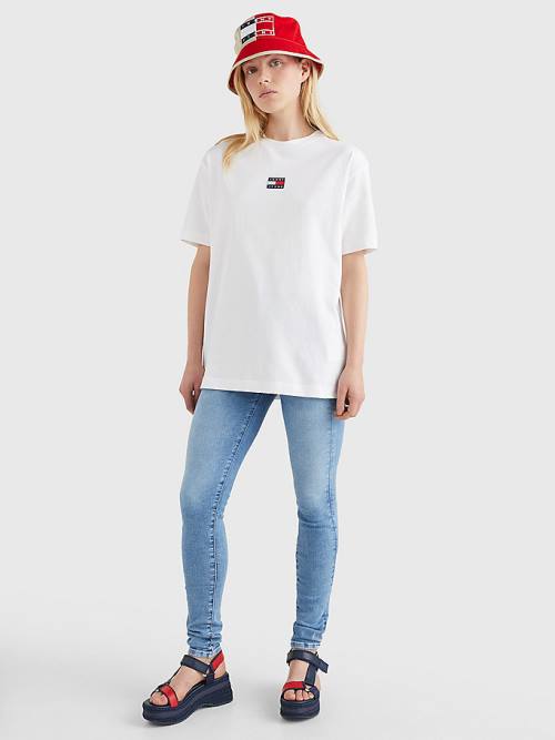 Tommy Hilfiger Badge Oversized Fit T-shirts Dames Wit | TH045RFL