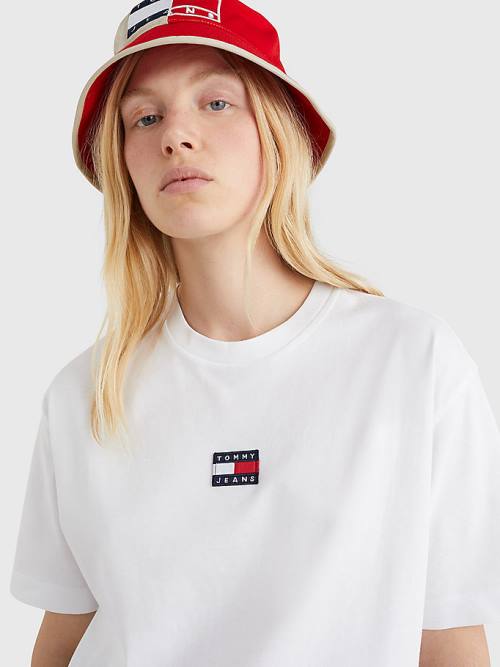 Tommy Hilfiger Badge Oversized Fit T-shirts Dames Wit | TH045RFL