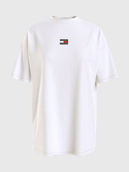 Tommy Hilfiger Badge Oversized Fit T-shirts Dames Wit | TH045RFL