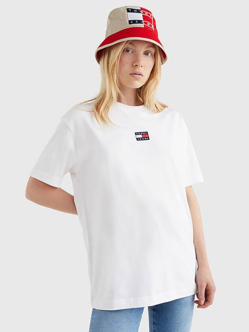 Tommy Hilfiger Badge Oversized Fit T-shirts Dames Wit | TH045RFL