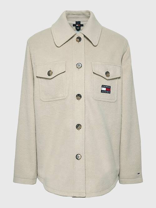 Tommy Hilfiger Badge Pocket Shacket Jassen Dames Beige | TH502OHP