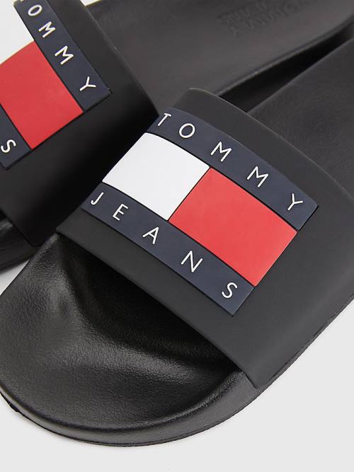 Tommy Hilfiger Badge Pool Slides Sandalen Heren Zwart | TH208XFP