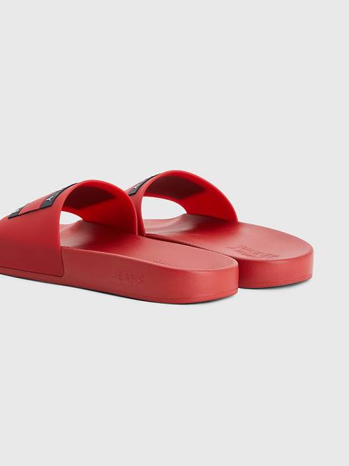 Tommy Hilfiger Badge Pool Slides Sandalen Heren Rood | TH486MEF