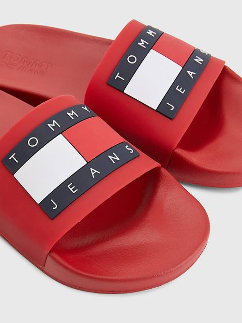 Tommy Hilfiger Badge Pool Slides Sandalen Heren Rood | TH486MEF