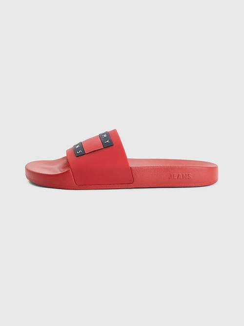 Tommy Hilfiger Badge Pool Slides Sandalen Heren Rood | TH486MEF