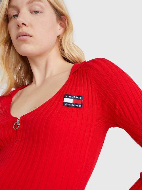 Tommy Hilfiger Badge Recycled Zip-Thru Cardigan Truien Dames Rood | TH471EVH