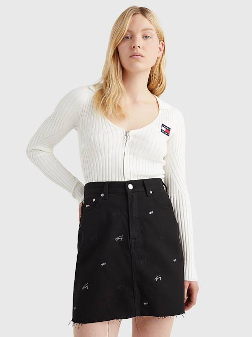 Tommy Hilfiger Badge Recycled Zip-Thru Cardigan Truien Dames Wit | TH741EVJ