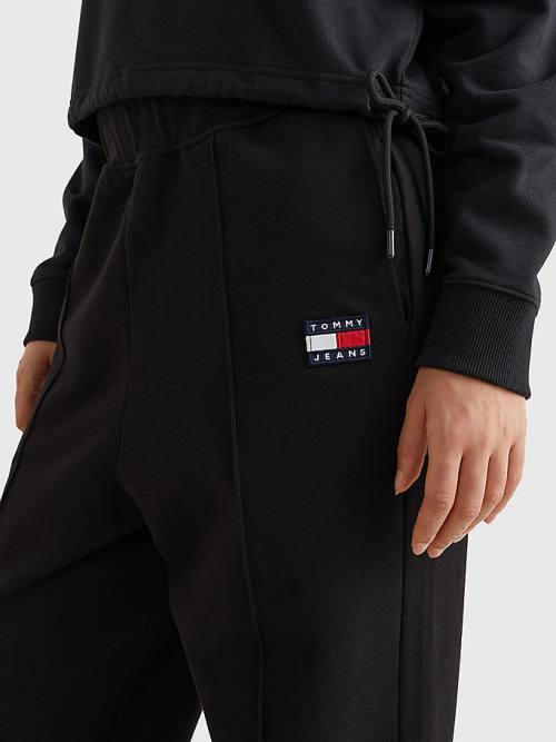 Tommy Hilfiger Badge Relaxed Fit Cuffed Joggers Broek Dames Zwart | TH648QCS