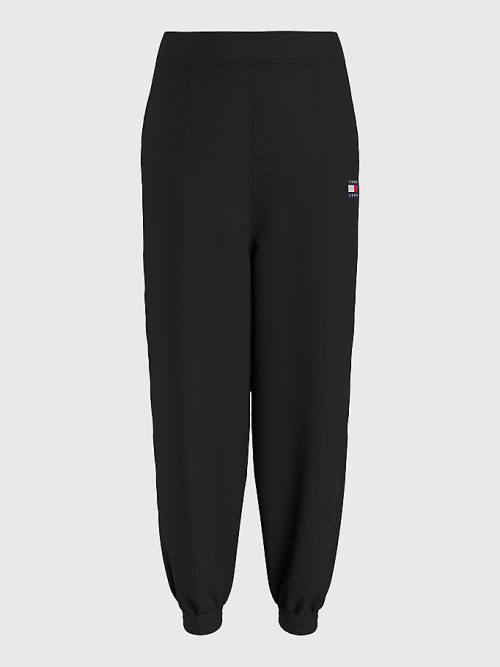 Tommy Hilfiger Badge Relaxed Fit Cuffed Joggers Broek Dames Zwart | TH648QCS