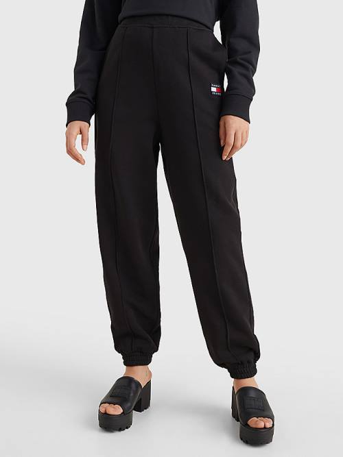 Tommy Hilfiger Badge Relaxed Fit Cuffed Joggers Broek Dames Zwart | TH648QCS