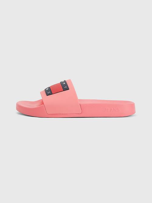 Tommy Hilfiger Badge Slides Sandalen Dames Roze | TH142ZWV