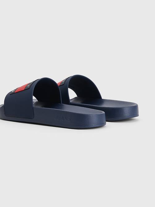 Tommy Hilfiger Badge Slides Sandalen Dames Blauw | TH546PUB