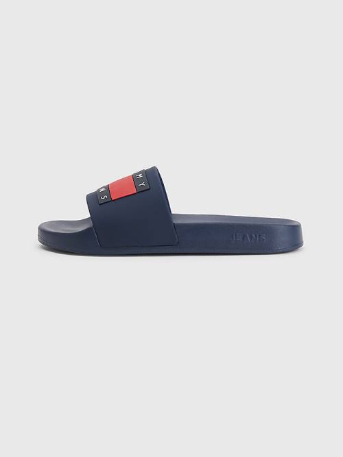 Tommy Hilfiger Badge Slides Sandalen Dames Blauw | TH546PUB