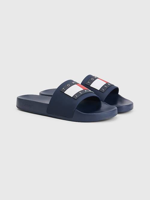 Tommy Hilfiger Badge Slides Sandalen Dames Blauw | TH546PUB