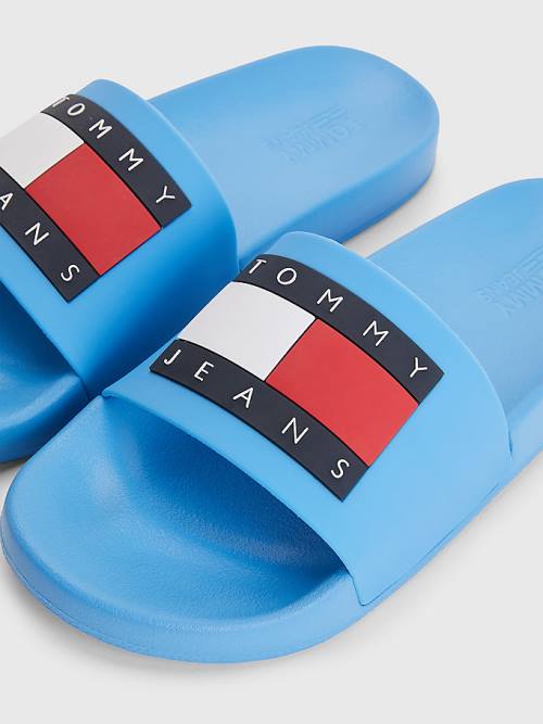 Tommy Hilfiger Badge Slides Sandalen Dames Blauw | TH695XKT