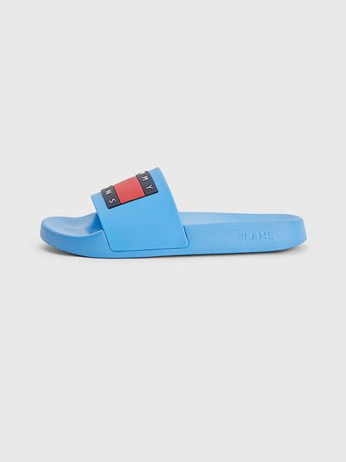 Tommy Hilfiger Badge Slides Sandalen Dames Blauw | TH695XKT