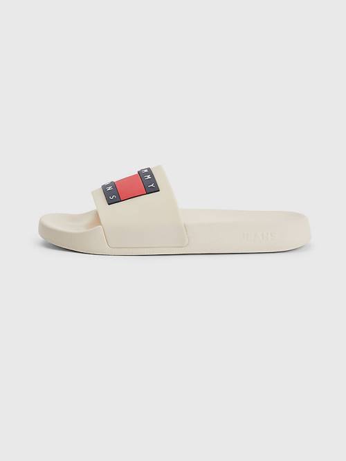 Tommy Hilfiger Badge Slides Sandalen Dames Beige | TH739INO