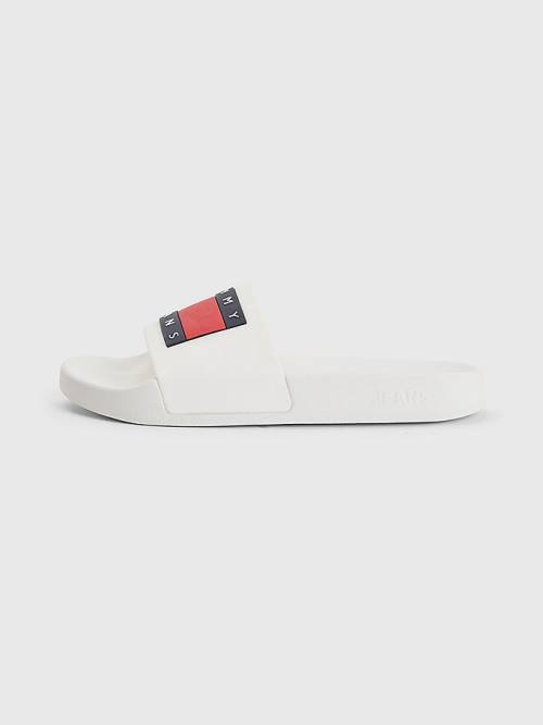 Tommy Hilfiger Badge Slides Sandalen Dames Wit | TH805YMC